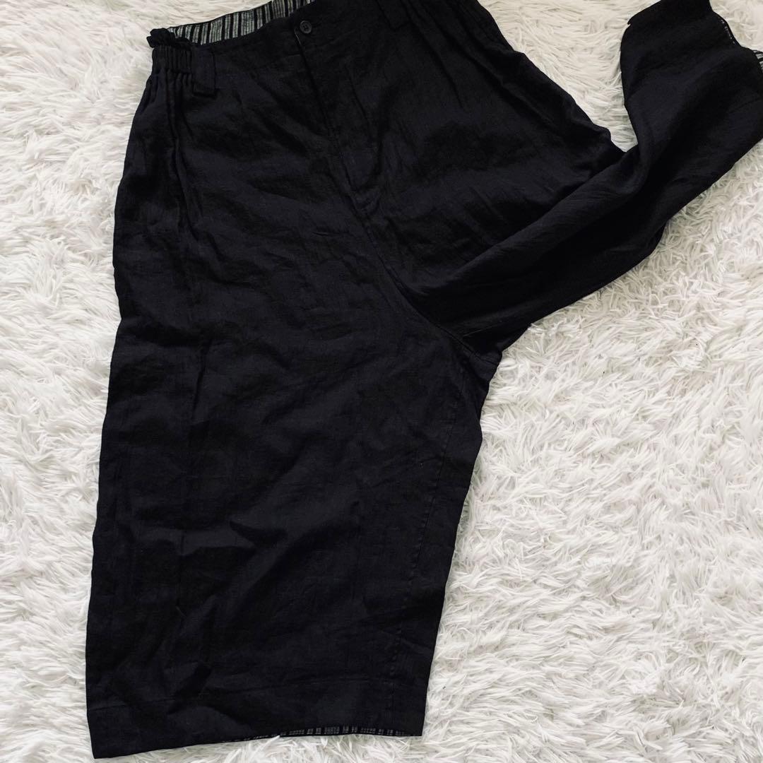 新品 MOYURU 萠 モユル リネン100% ガウチョ サルエルパンツ 黒