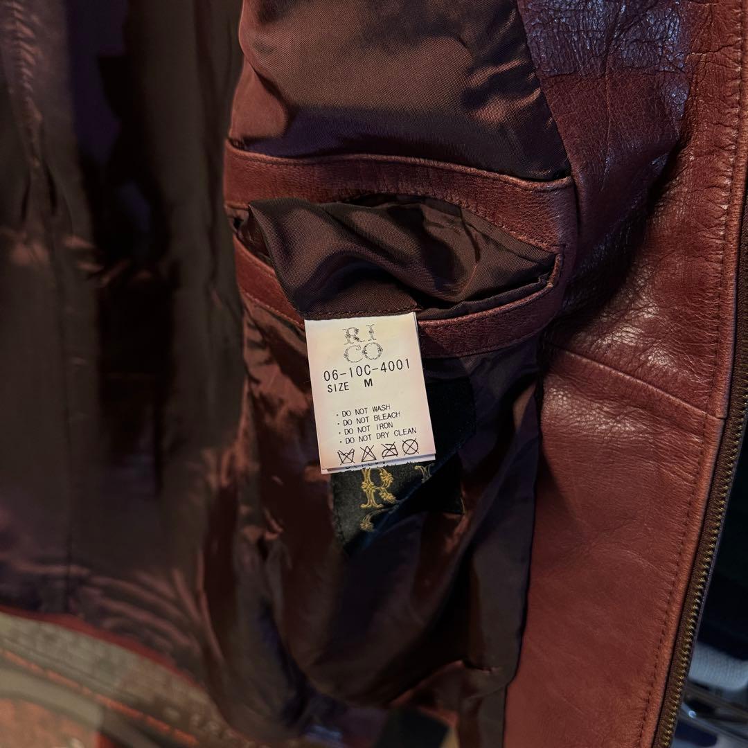 デップ 上質 山羊革 ゴートスキン レザーライダース バーガンディ 短丈