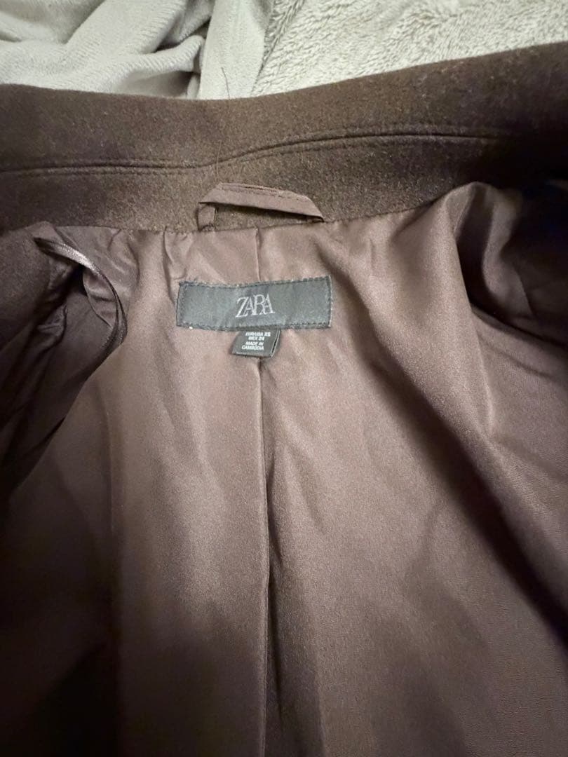 ZARA ソフトオーバーサイズコート ロングコート ブラウン 茶色 XS