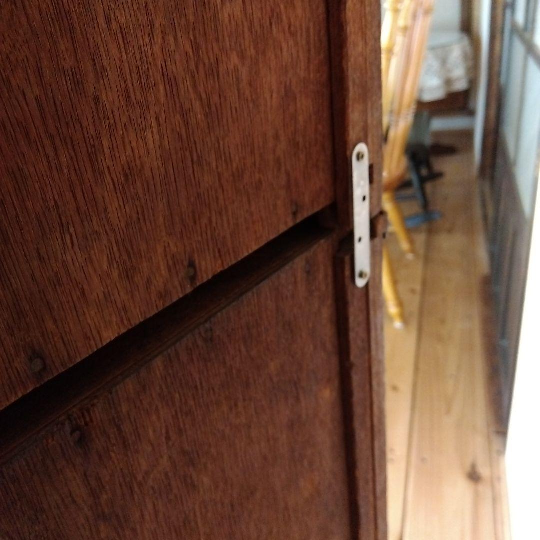 古いガラス戸棚 ガラス収納棚 ビンテージガラスキャビネット 古家具