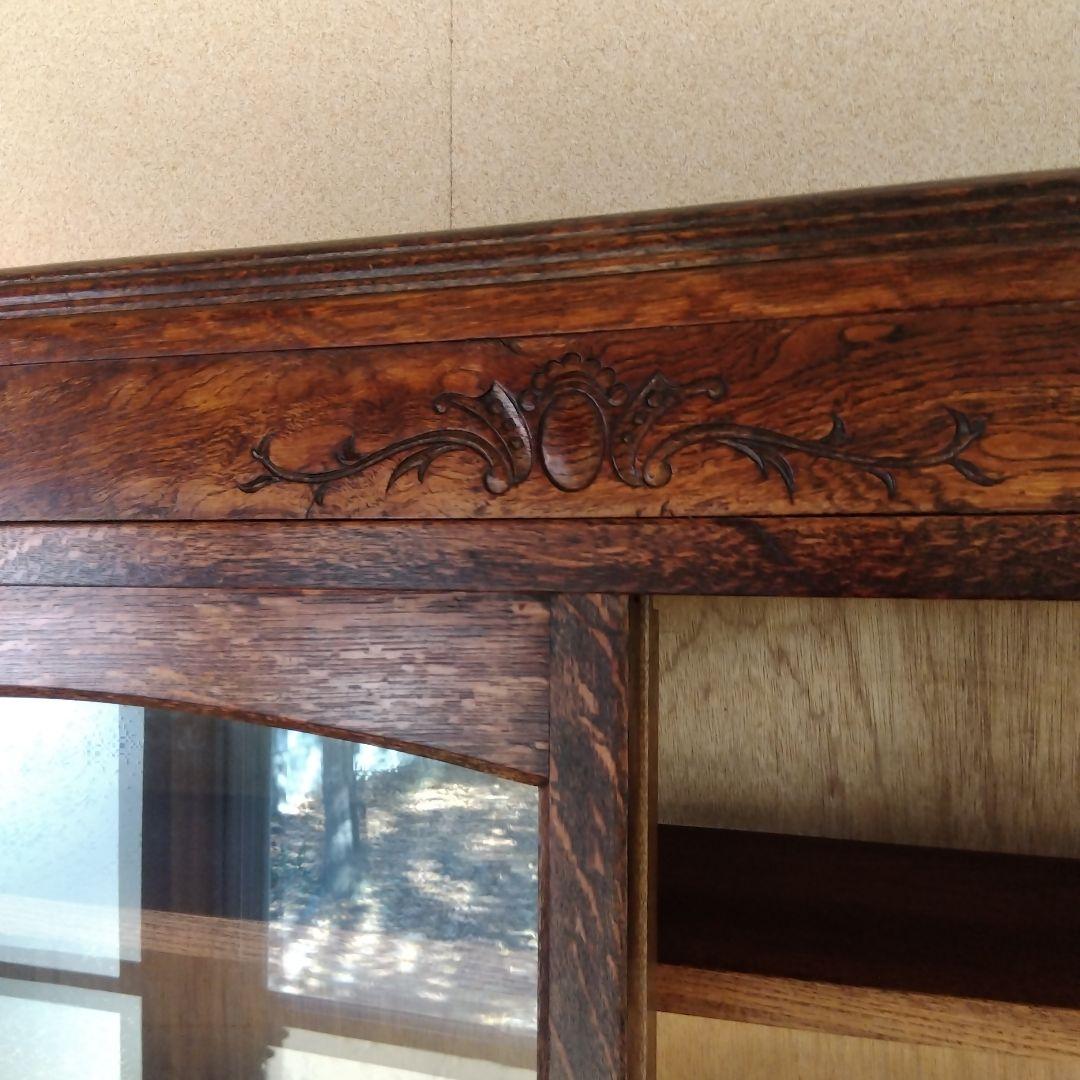 古いガラス戸棚 ガラス収納棚 ビンテージガラスキャビネット 古家具