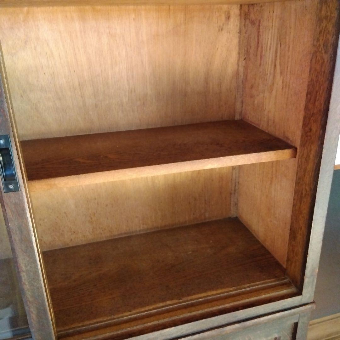 古いガラス戸棚 ガラス収納棚 ビンテージガラスキャビネット 古家具