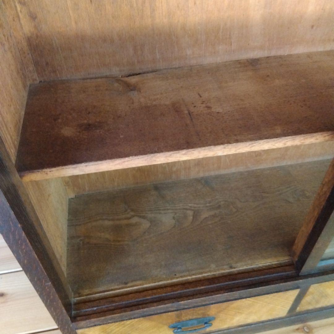 古いガラス戸棚 ガラス収納棚 ビンテージガラスキャビネット 古家具