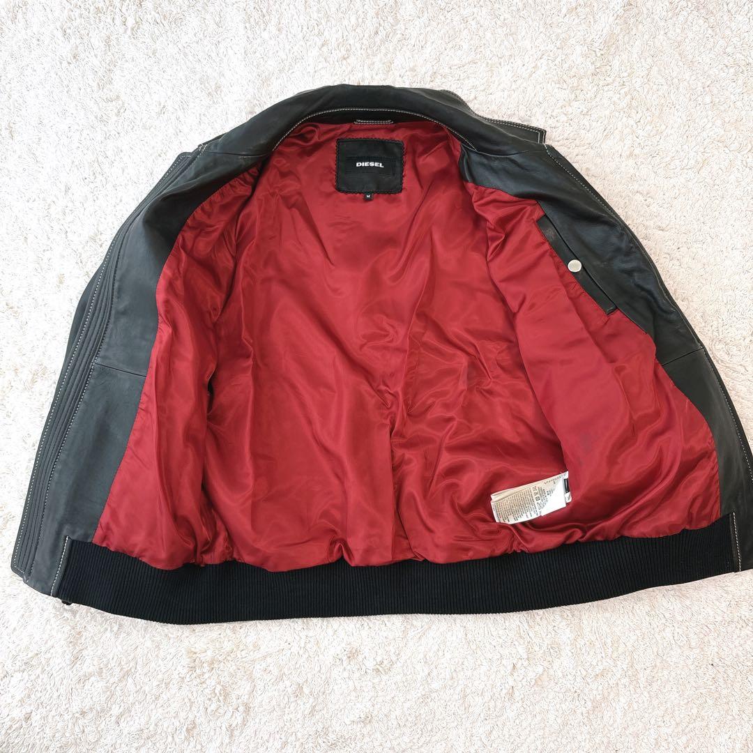 ハズブラ ディーゼル/DIESEL ロゴプレート ラムレザー ジャケット
