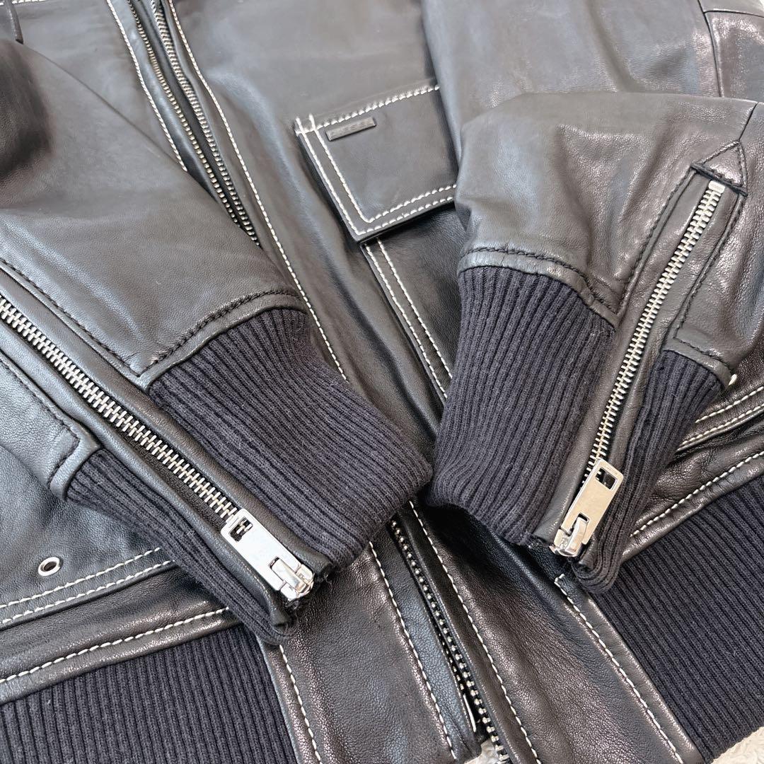 ハズブラ ディーゼル/DIESEL ロゴプレート ラムレザー ジャケット