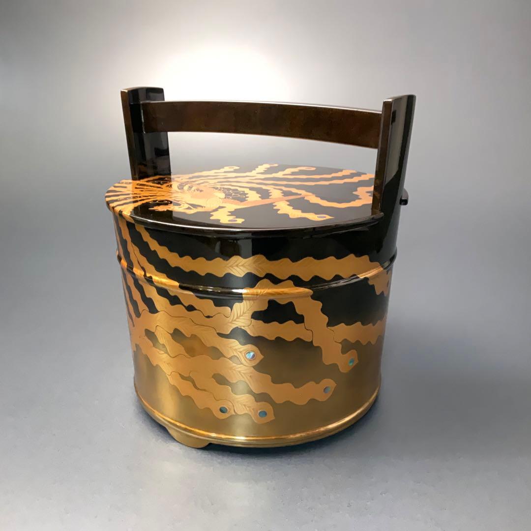 鳳凰蒔絵　手桶水指 輪島 谷内一則（紫香）共箱 6R1180A