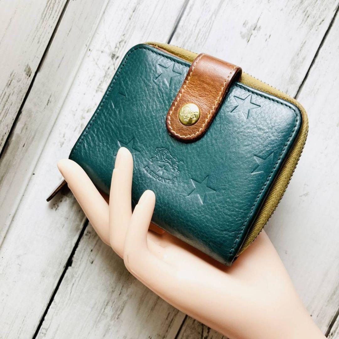 クンタローさま専用【日本限定　希少】折財布　バイカラー　緑×ヌメ　ミニマル