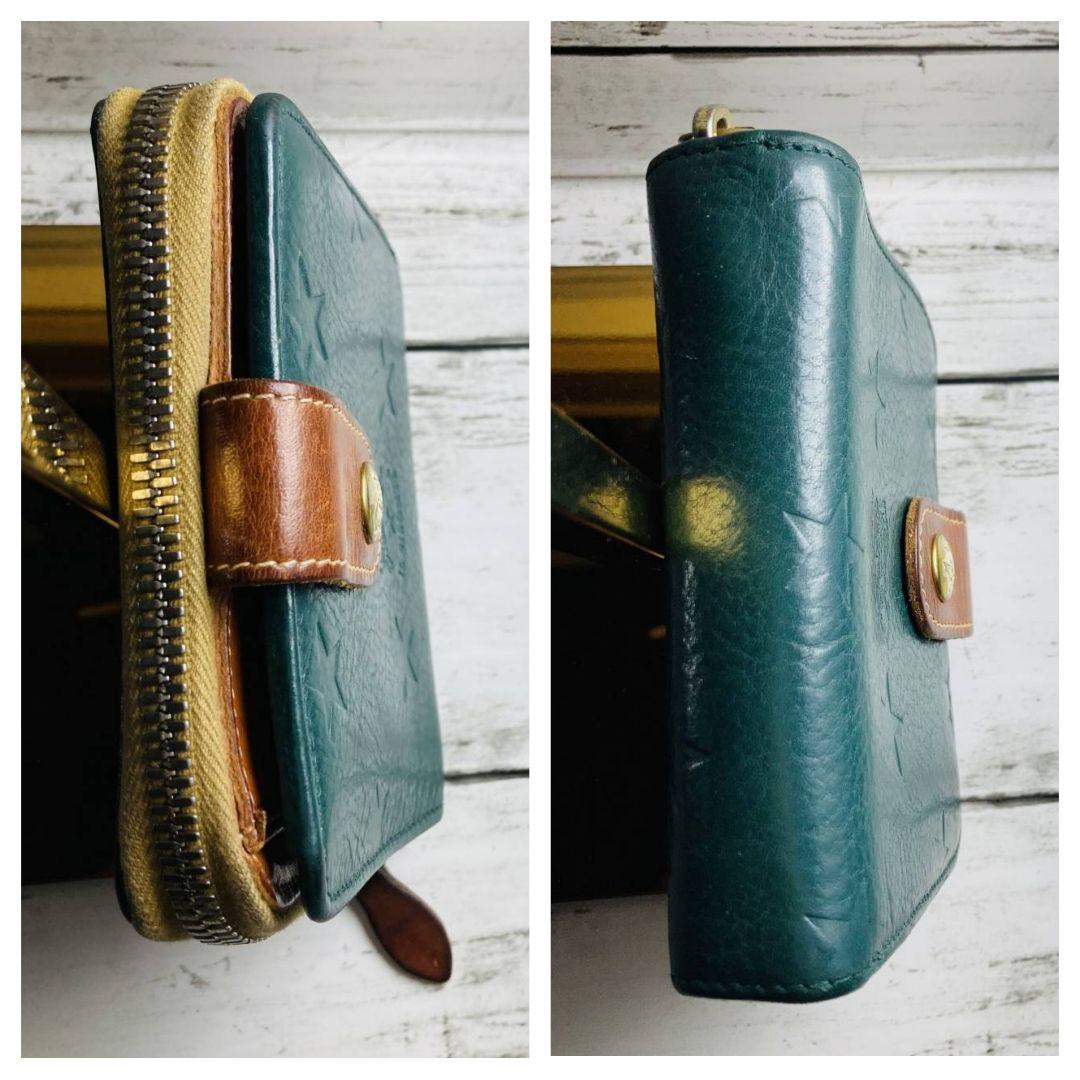 クンタローさま専用【日本限定　希少】折財布　バイカラー　緑×ヌメ　ミニマル