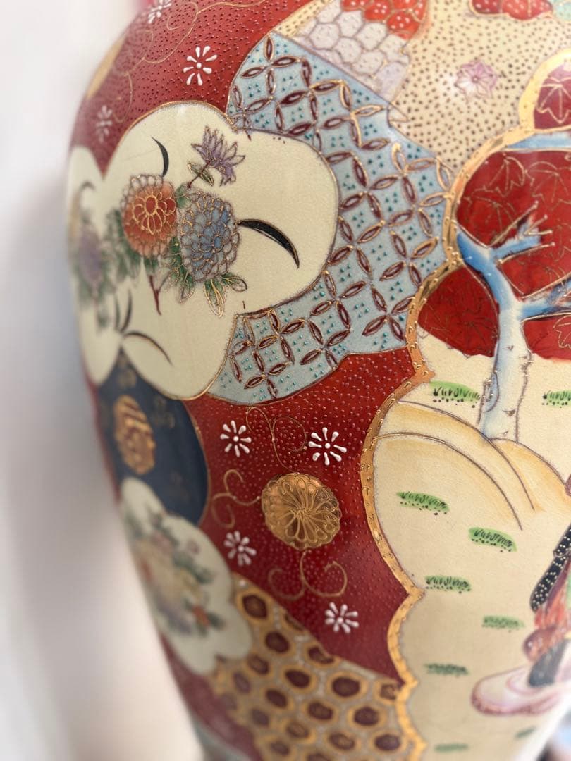 T96 豪華インテリア 薩摩焼沈香壺 高さ130㎝ 美人画図