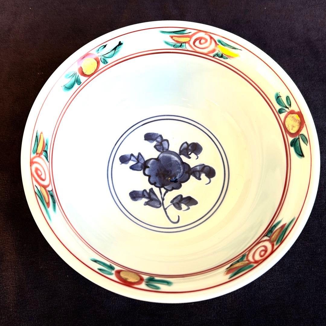 【未使用．美品】清水焼き　 蓋茶碗　蓋付き碗　飯碗　茶碗 色絵 五客 和食器