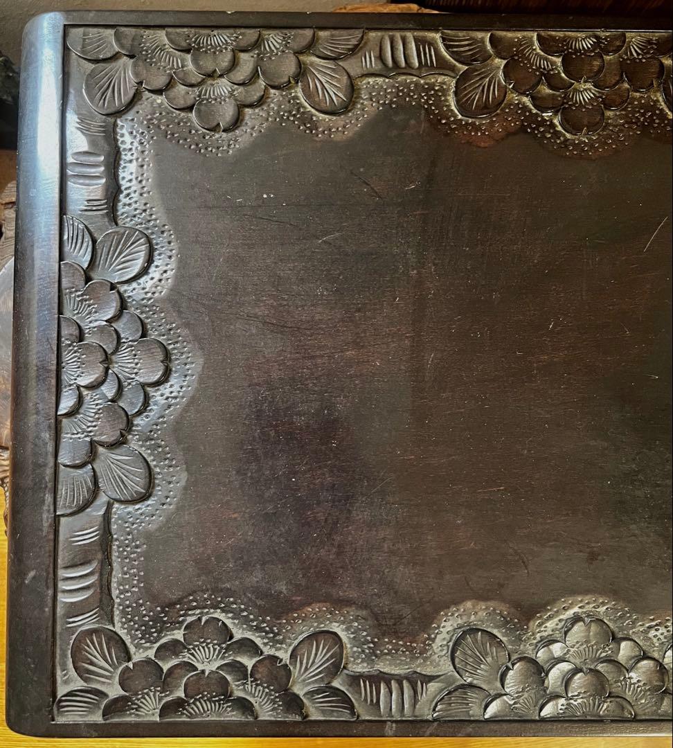 時代古木 希少 高級 軽井沢彫り 伝統職人技 花台 香台 盆栽台