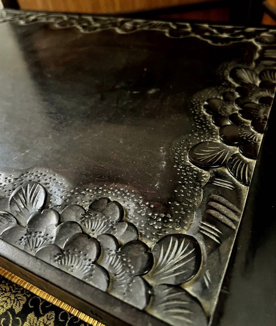 時代古木 希少 高級 軽井沢彫り 伝統職人技 花台 香台 盆栽台