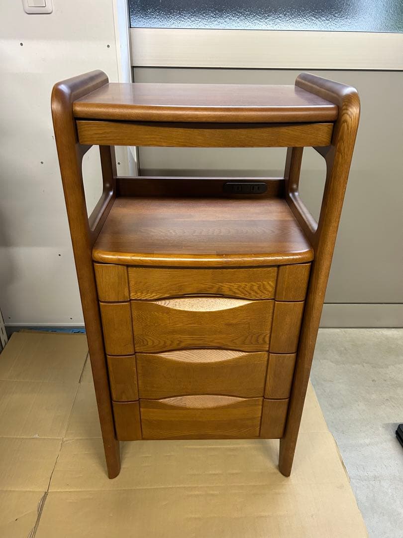 マルニ　天然木製　電話台・ファックス台 コンセント付き