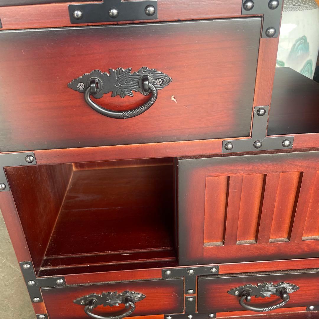 【美品】 階段箪笥　右下がり　四段　民芸家具