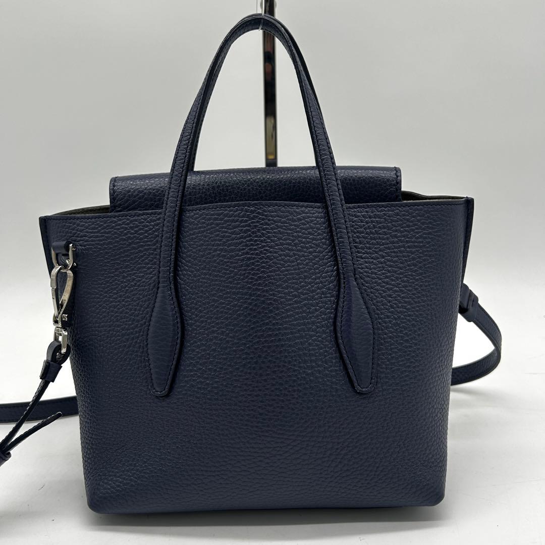 【美品】トッズ 2way ジョイミニ ハンドバッグ レザー ネイビー 斜め掛け