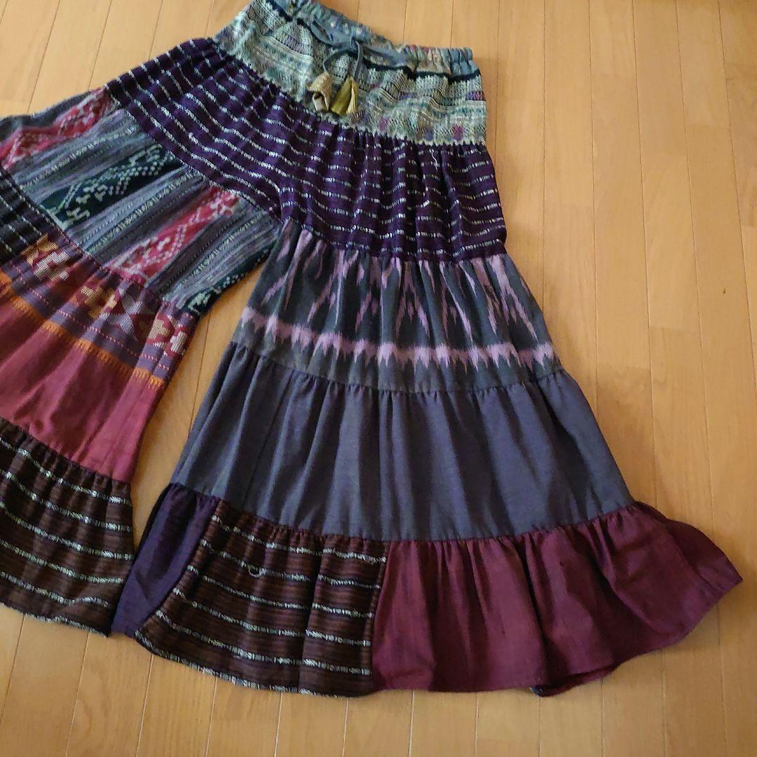 一点もの。古布 エスニック フレアパンツ パッチワーク