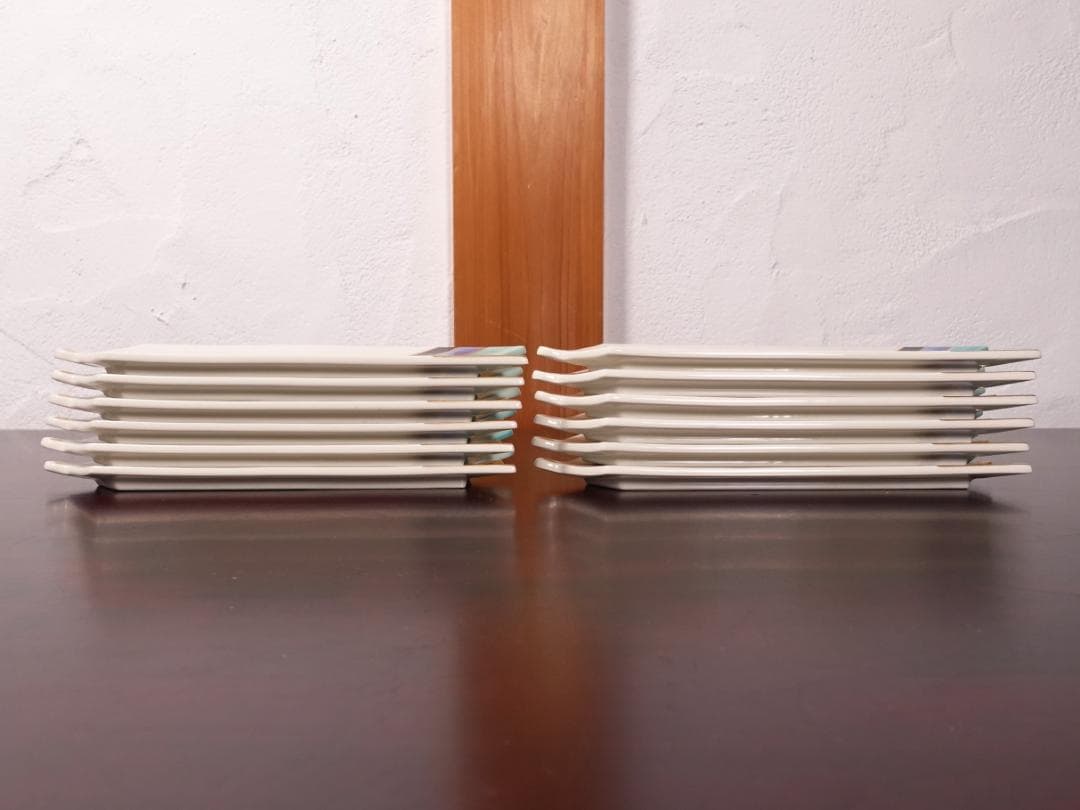 高級和食器 色絵 金彩 矢羽根文 長皿 板皿 12客 共箱