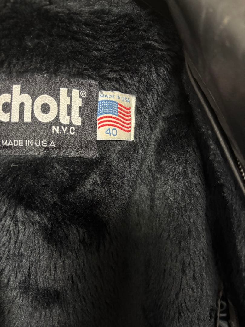 (azuki)Schott ブラック レザージャケット 40ボアライナー