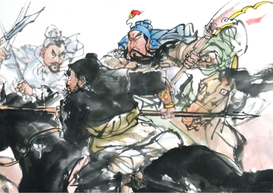 三国志 水墨画 戦闘シーン 三英戦呂布