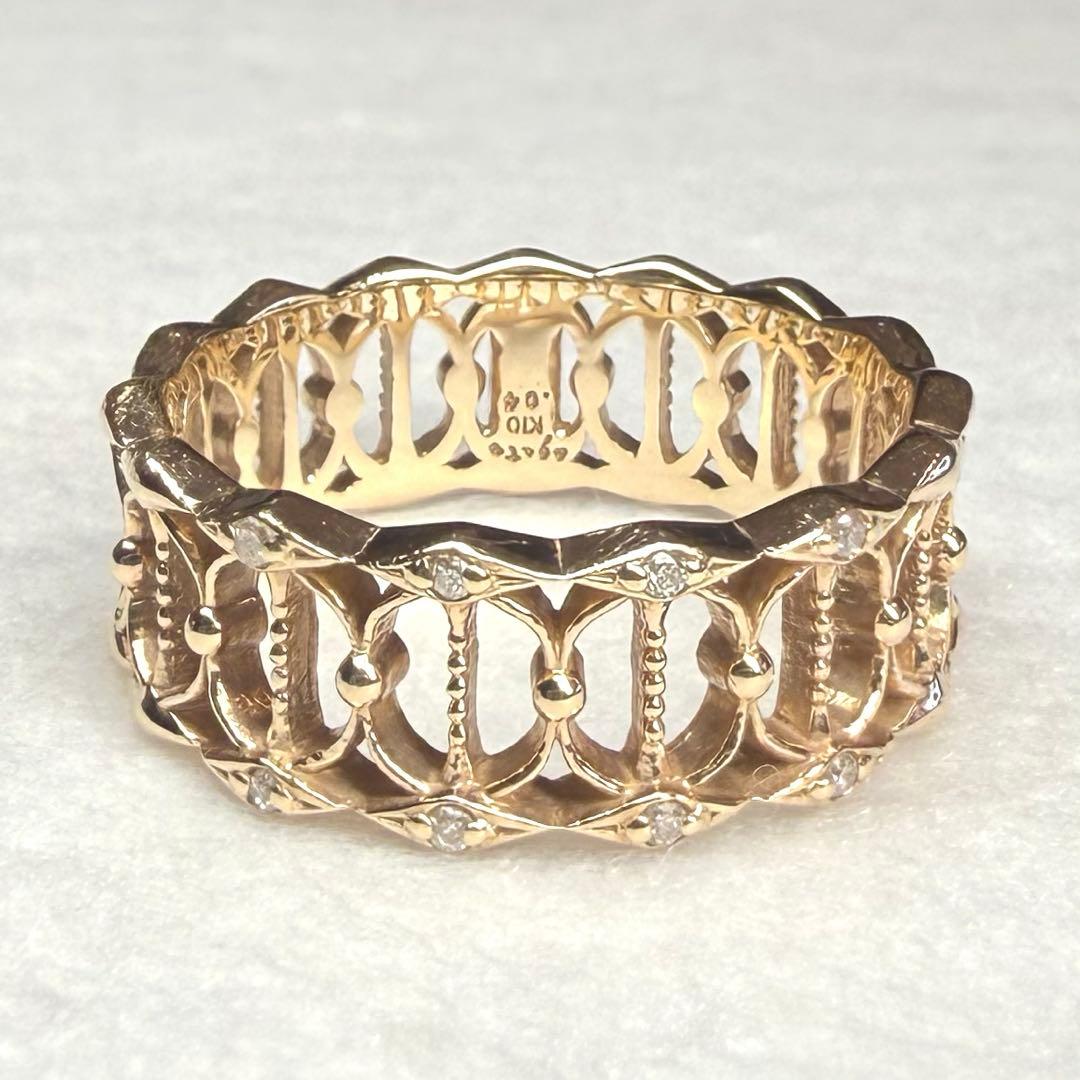 agete 2008年 限定品 11号 K10 透かし　ダイヤ　リング