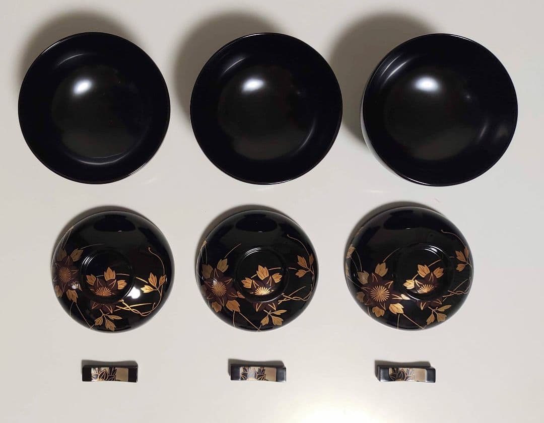 輪島塗　鉄仙蒔絵　おもてなし揃　3客セット