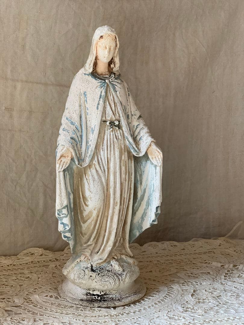 フランスアンティーク 聖母マリア 無限罪のマリア 石膏像