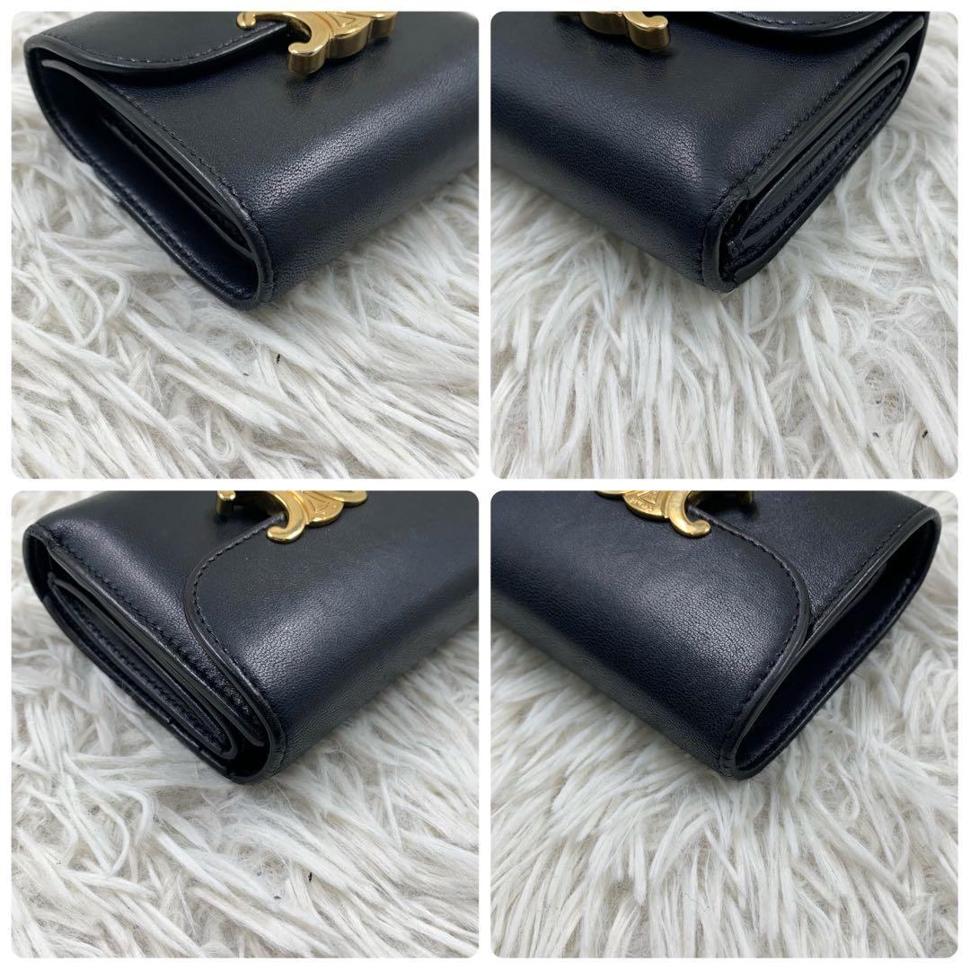 【✨美品✨】セリーヌ トリオンフ 三つ折り財布 ブラック