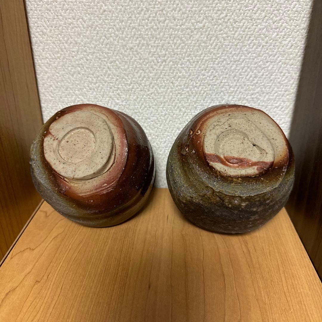 友利幸夫　備前焼　穴窯　焼酎杯　茶盌　フリーカップ　2客セット