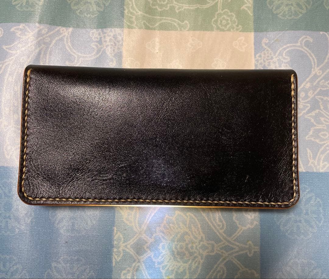 トラッカーウォレット　ロングサイズ　ハンドメイド　黒　ブラック　本革　ヌメ革