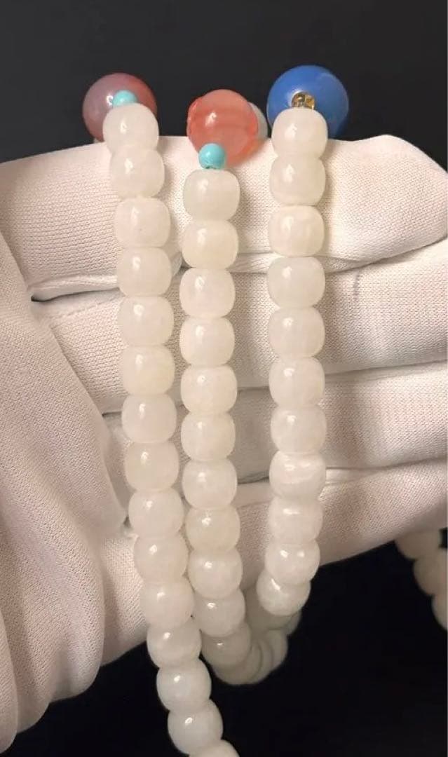 天然 和田玉白玉ネックレス 古美術品【#YS0060】