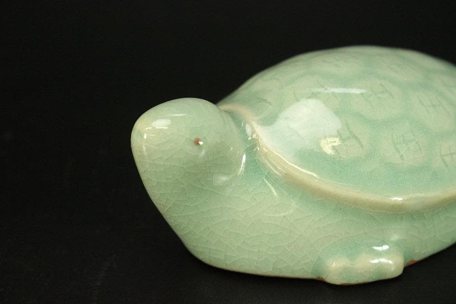 茶道具 香具 高麗 青磁 大亀香合 共箱(RC936)