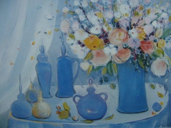 坂井美智代【花の語らい】希少画集画、状態良好、新品高級額装付