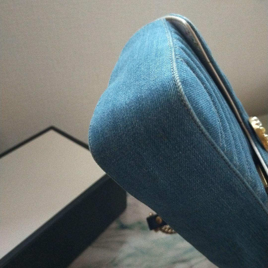 グッチ　GG　マーモント　デニム　チェーンショルダーバッグ