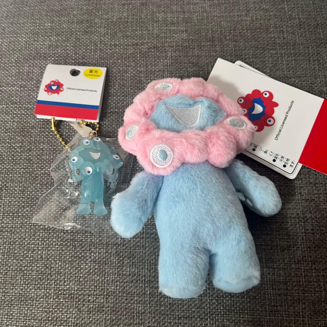 関西万博公式　ミャクミャク パステル　水色 ぬいぐるみ＆畜光キーホルダー