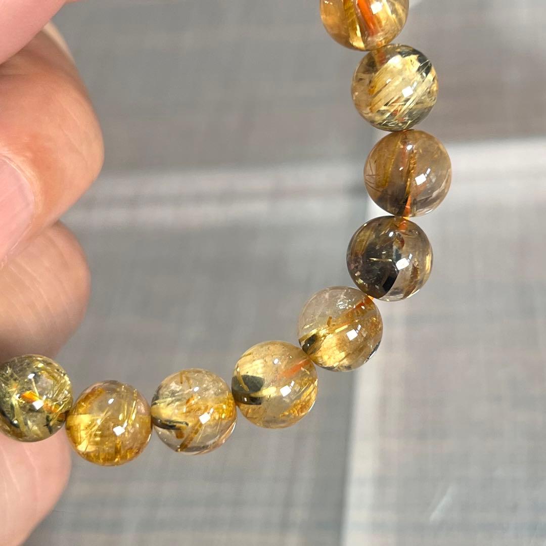 金運強　太陽放射ルチルブレスレット　ヘマタイト　ルチルクォーツ　3-1