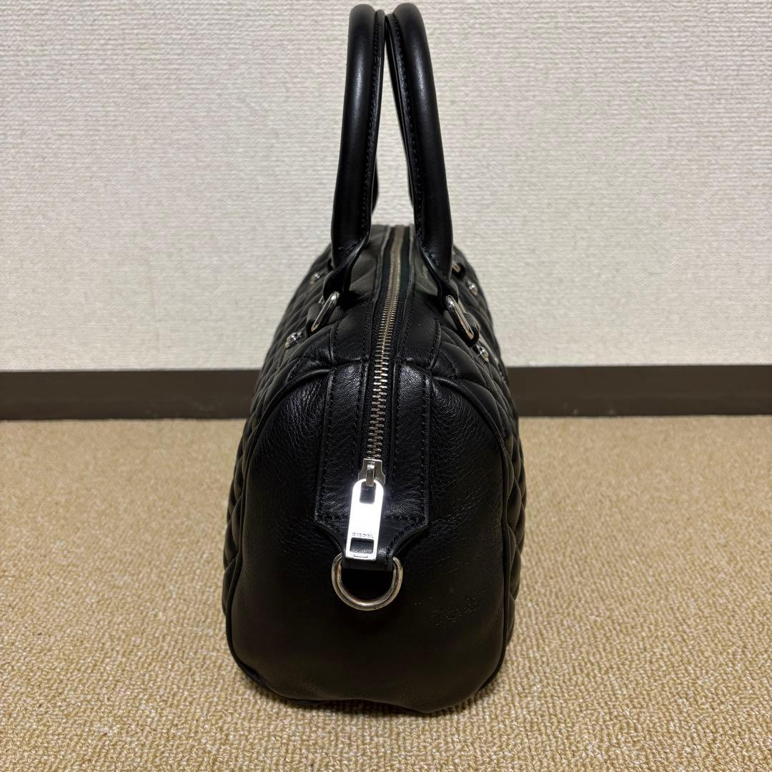 DIESEL ミニボストンバッグ ショルダー 2way キルティング 本革 黒