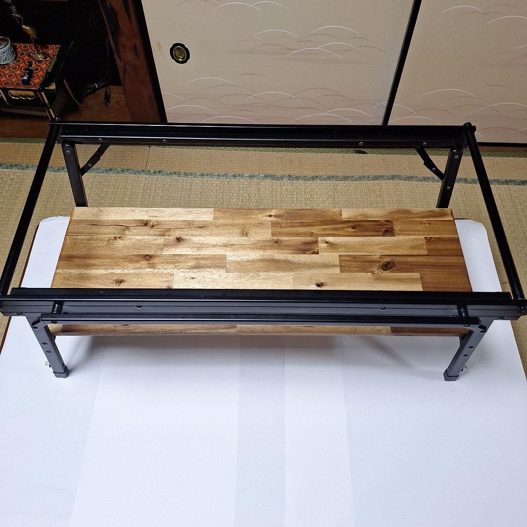 ラーテルワークス　ウッドパネルテーブル　ブラックフレームXウォールナット