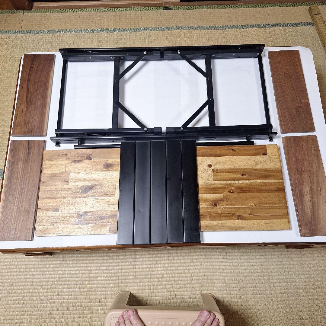 ラーテルワークス　ウッドパネルテーブル　ブラックフレームXウォールナット