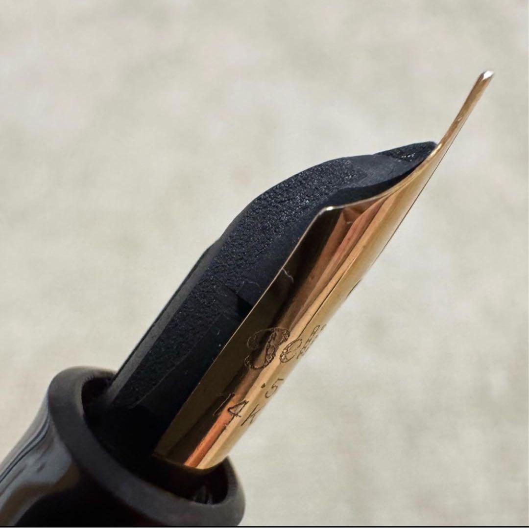 【週末限定価格】ペリカン ヴィンテージ万年筆　#400 茶縞 1950年代　M