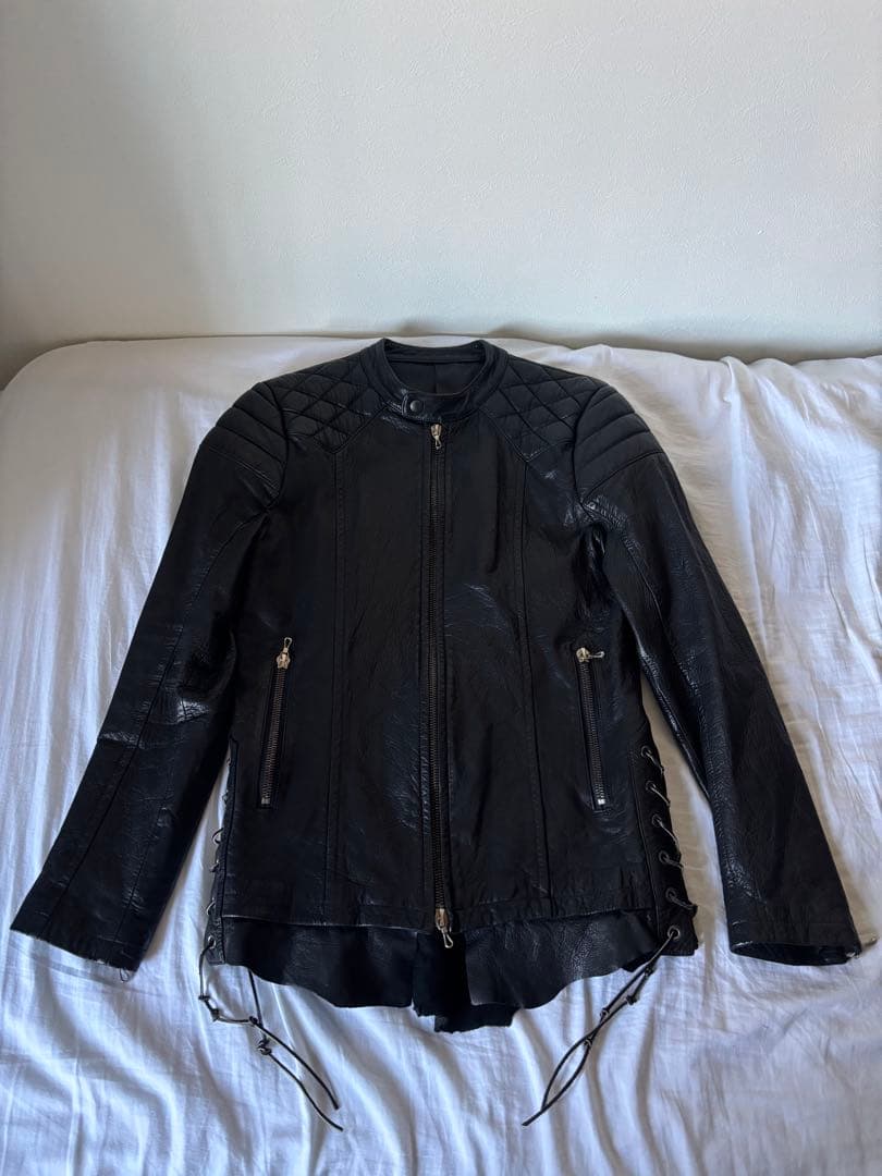 美品　Ｒｏｅｎブラック シングルライダースジャケット ディアスキン　ロエン　鹿革