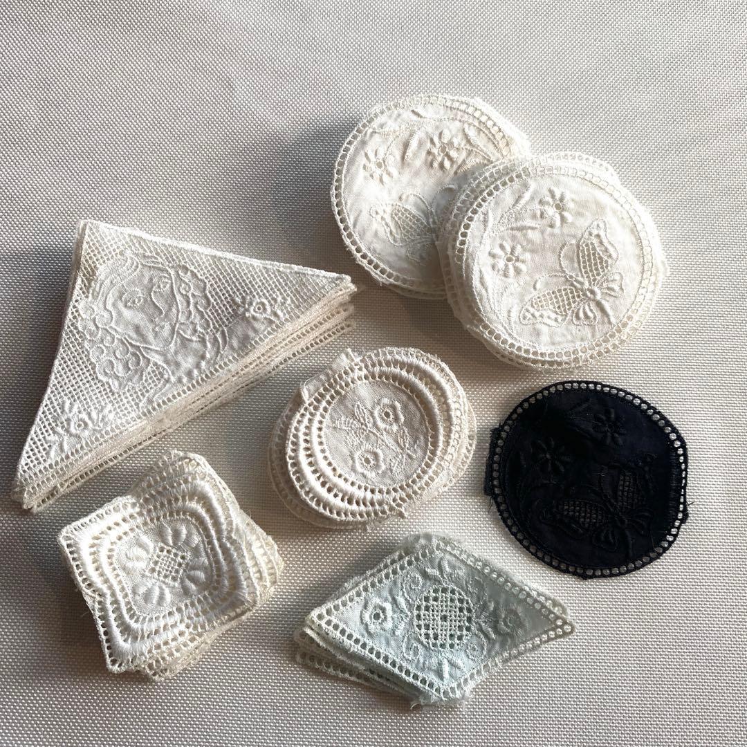 アンティークコットン レース刺繍 女性 三角パーツ マーガブ 16枚