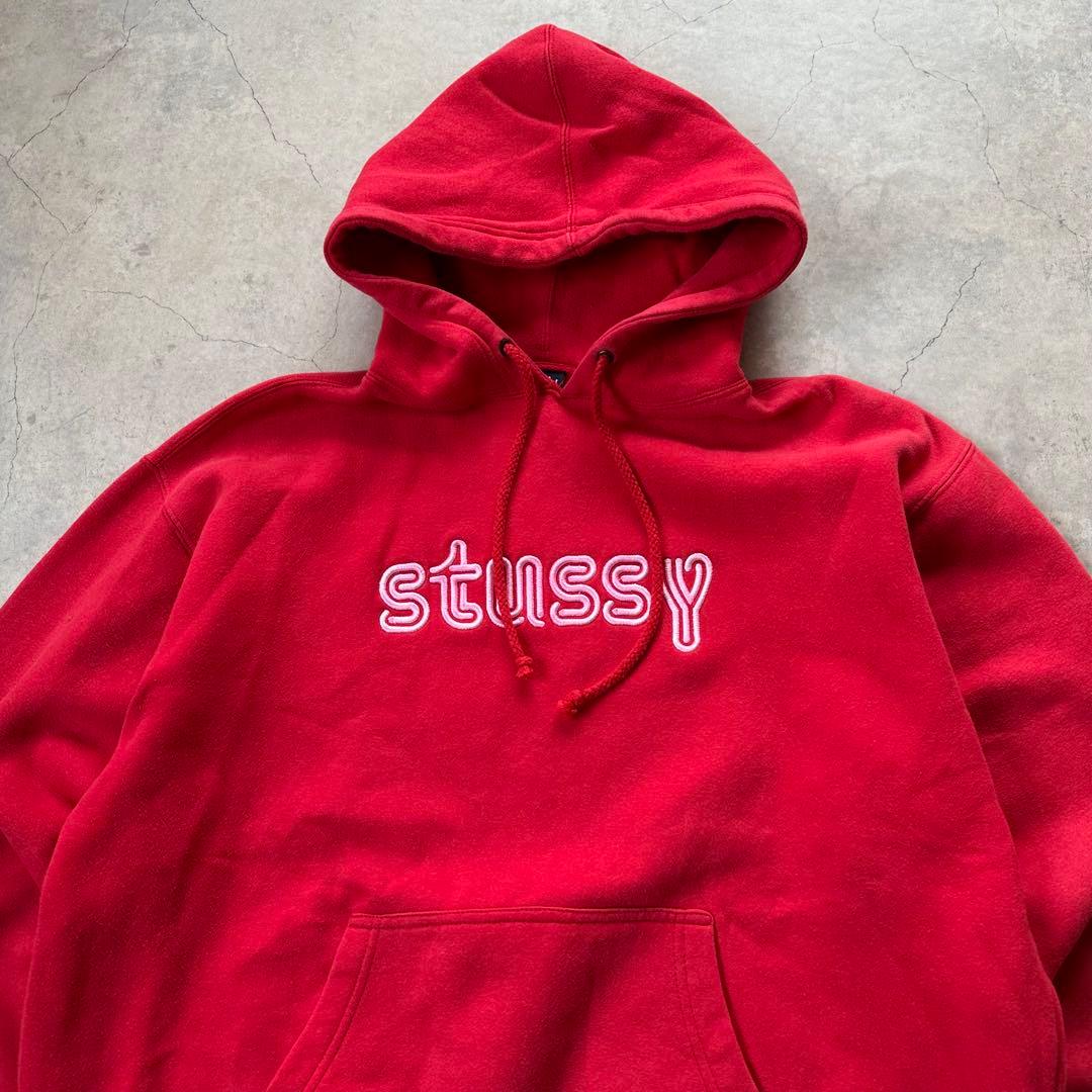OLD STUSSY ステューシー パーカー デカロゴ 赤