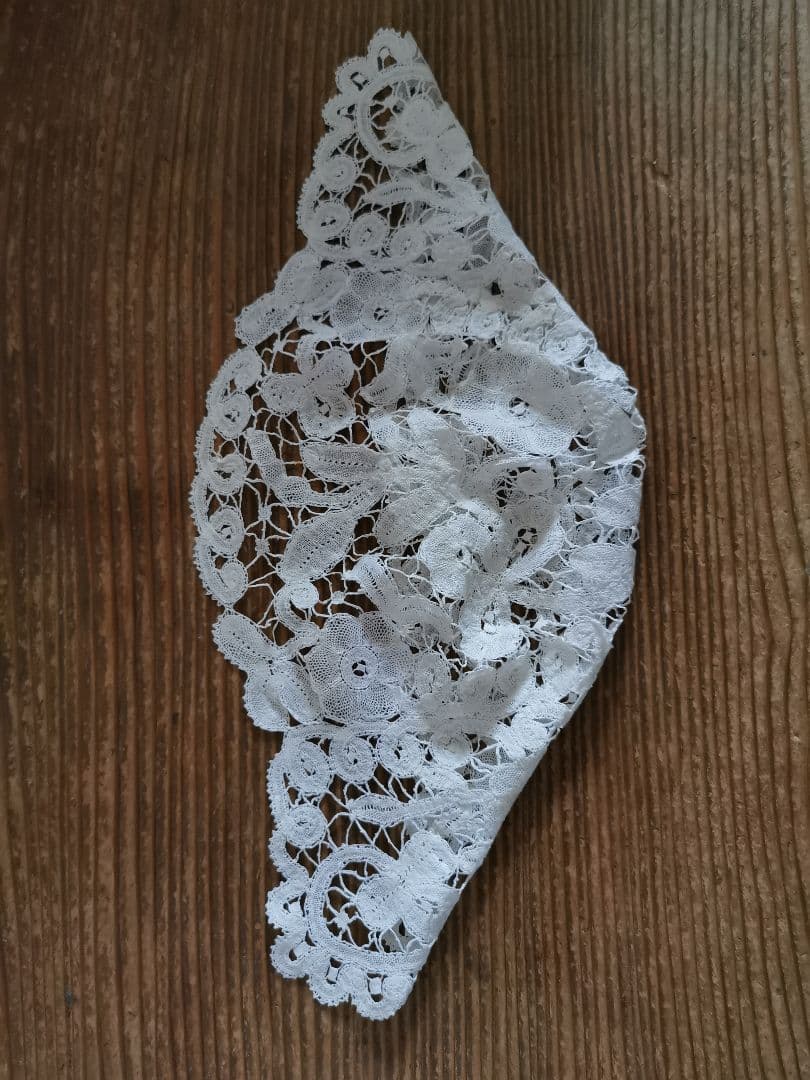 アンティーク ベルギーブルージュ ボビンレース ボネ リネンキャップ 三つ葉☘