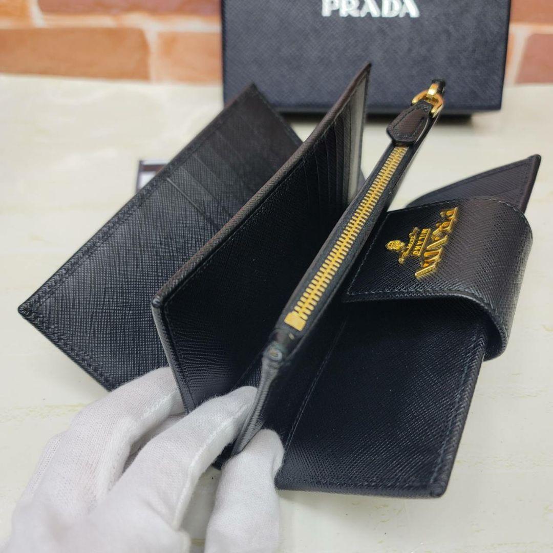 希少 ほぼ未使用PRADA☆鑑定済☆サフィアーノ 1ML005 黒 プラダ財布