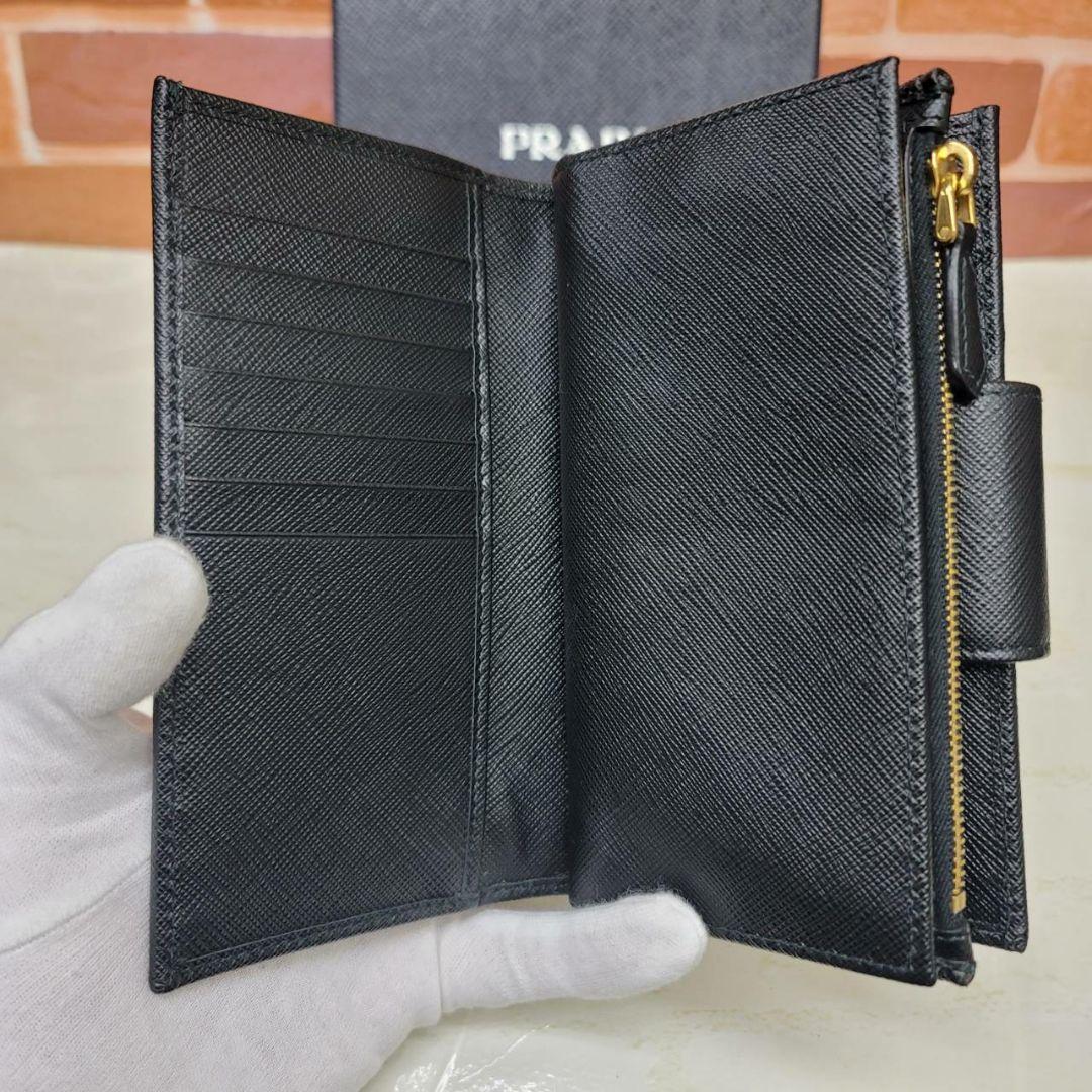 希少 ほぼ未使用PRADA☆鑑定済☆サフィアーノ 1ML005 黒 プラダ財布
