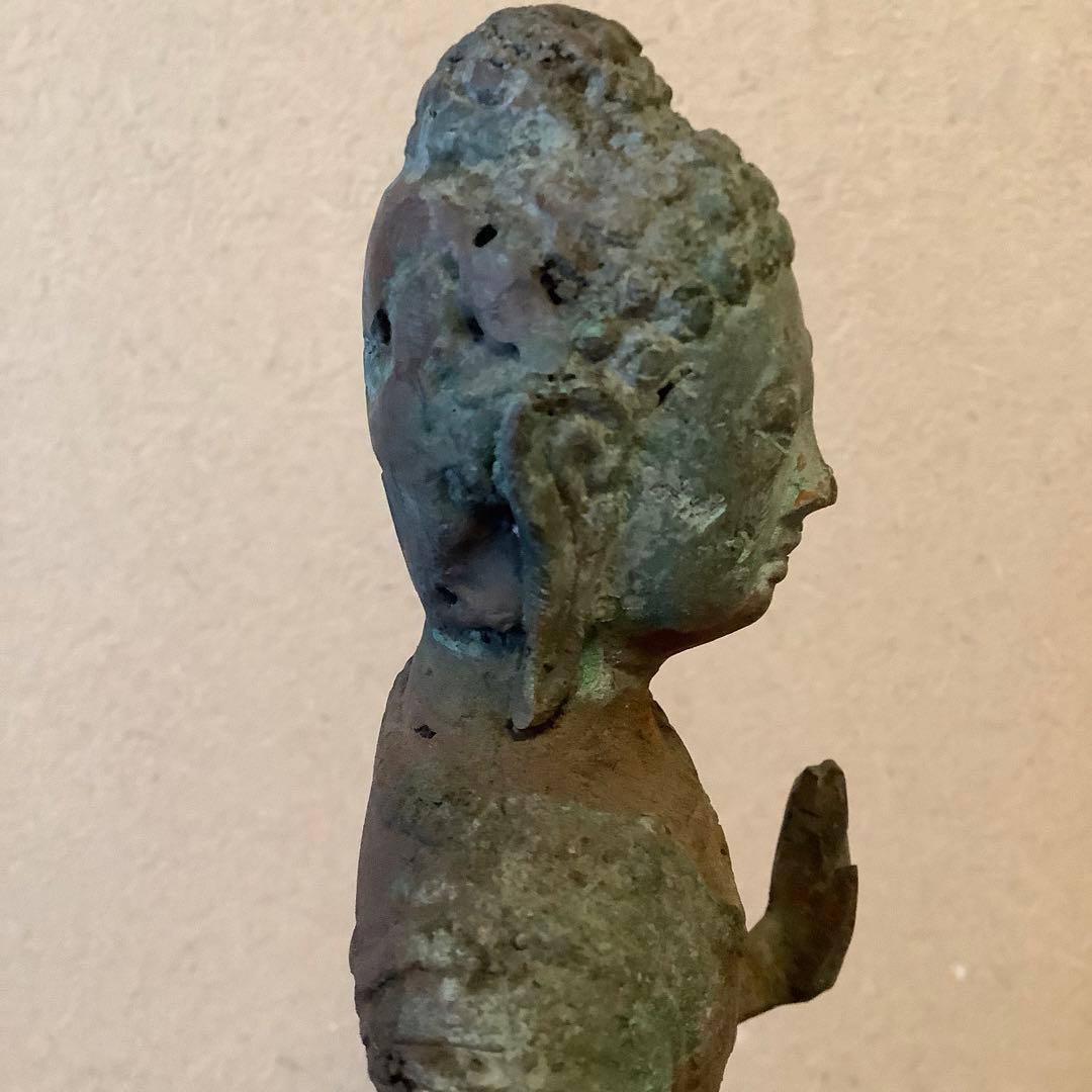 12〜13世紀インド「仏釈迦牟尼仏像」仏陀・クシャーン朝・マトゥラー発掘青銅仏