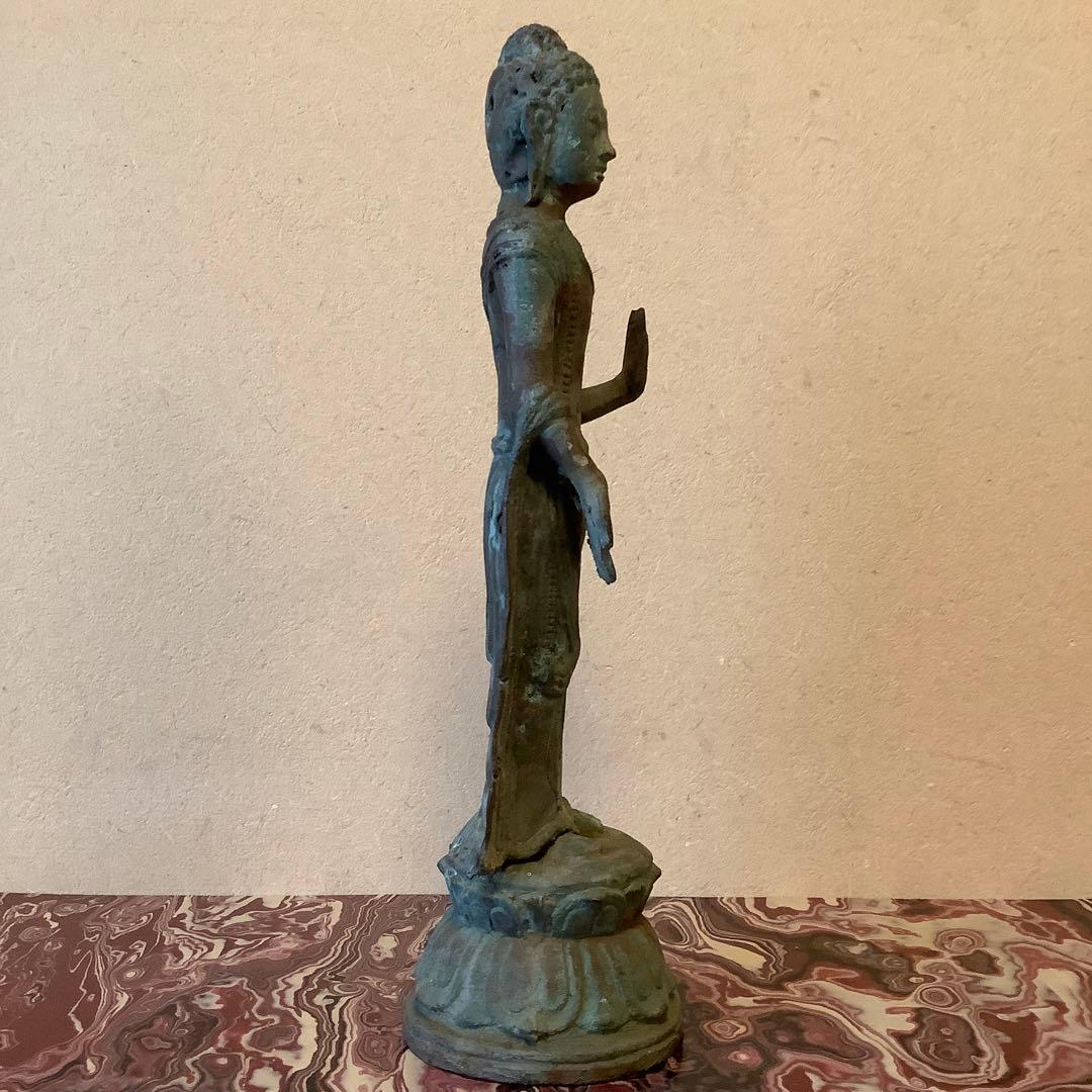 12〜13世紀インド「仏釈迦牟尼仏像」仏陀・クシャーン朝・マトゥラー発掘青銅仏