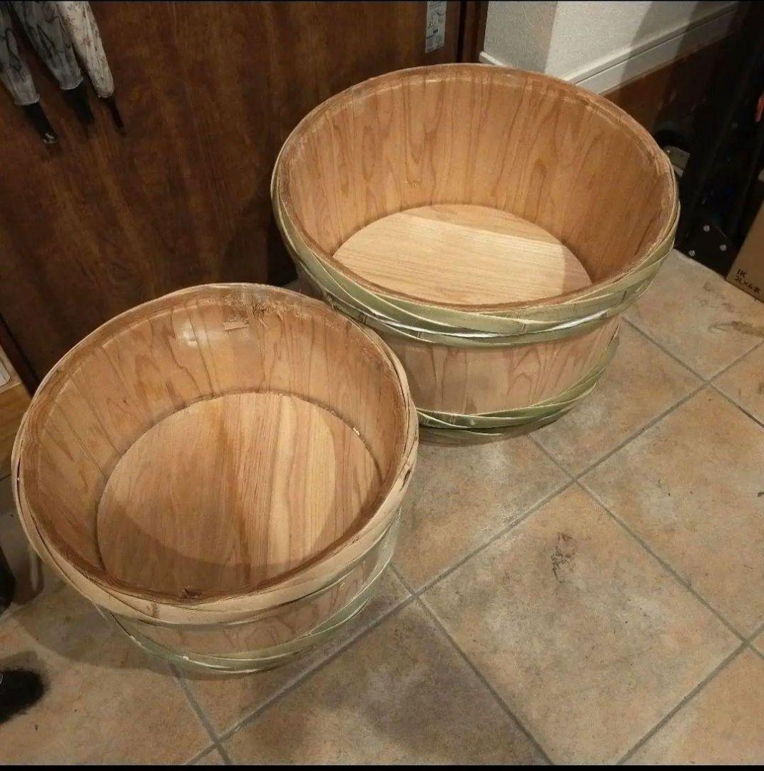 【2個】使用済み樽酒の樽　2斗上げ底、4斗上げ底