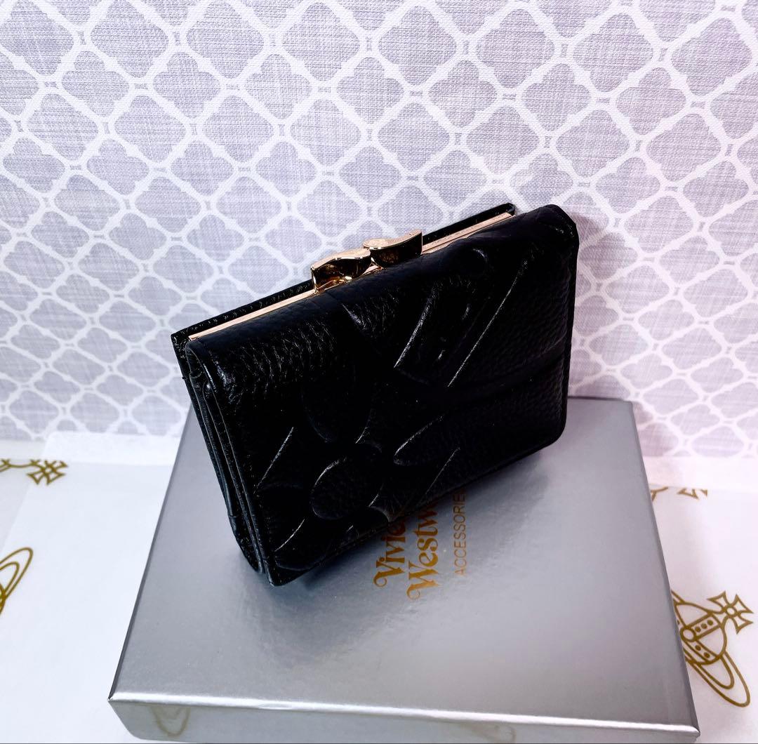 【魅力的☆ショッパー付】オーブ ヴィヴィアン・ウエストウッド 三折財布 黒