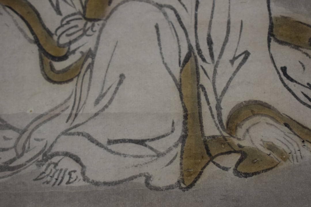 【真作】狩野常信/菊慈童図/横物/掛軸☆宝船☆Z-545